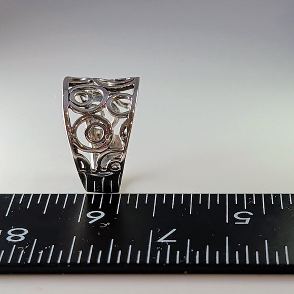 Sterling Silver Openwork Circle Design Band Ring Size 8.75 - Picture 9 of 10
